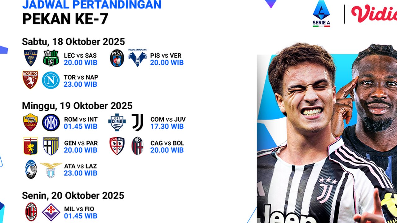 Catat Jadwal Serie A 2025/26 Pekan ke-7: Tayang Eksklusif di Vidio