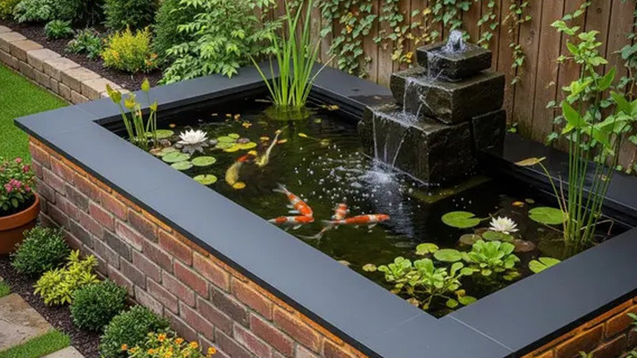 7 Desain Kolam Ikan Batu Bata Kecil yang Cocok untuk Halaman Sempit, Tetap Estetis dan Bikin Suasana Adem (Gemini AI)