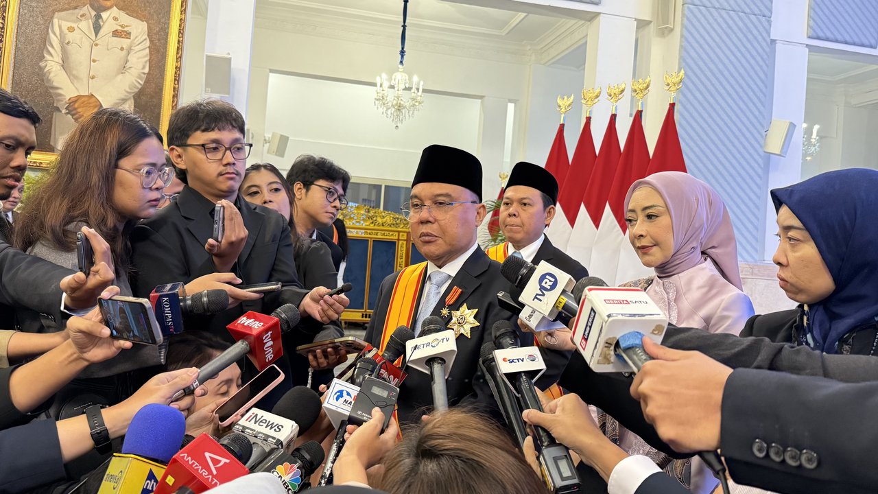 Wakil Ketua DPR RI Sufmi Dasco Ahmad di Istana Negara Jakarta, Senin (25/8/2025). (Liputan6.com/Lizsa Egeham)