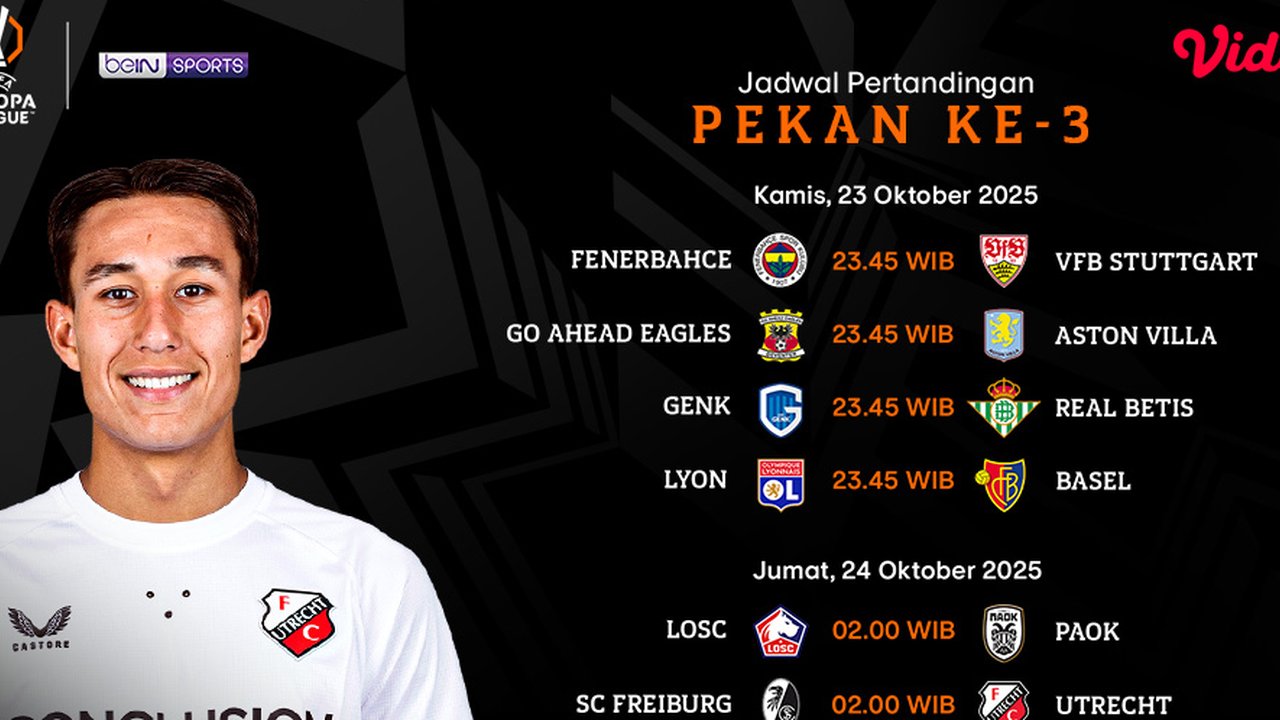Simak Jadwal Europa League 2025/26 Matchday Ke-3 Tayang Eksklusif di Vidio