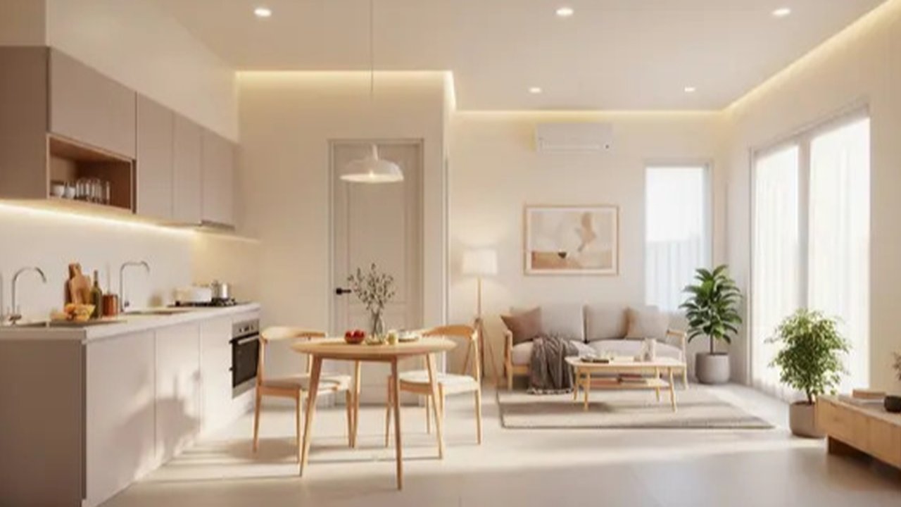 Model Dapur Minimalis dan Ruang Tamu Menyatu Tanpa Sekat