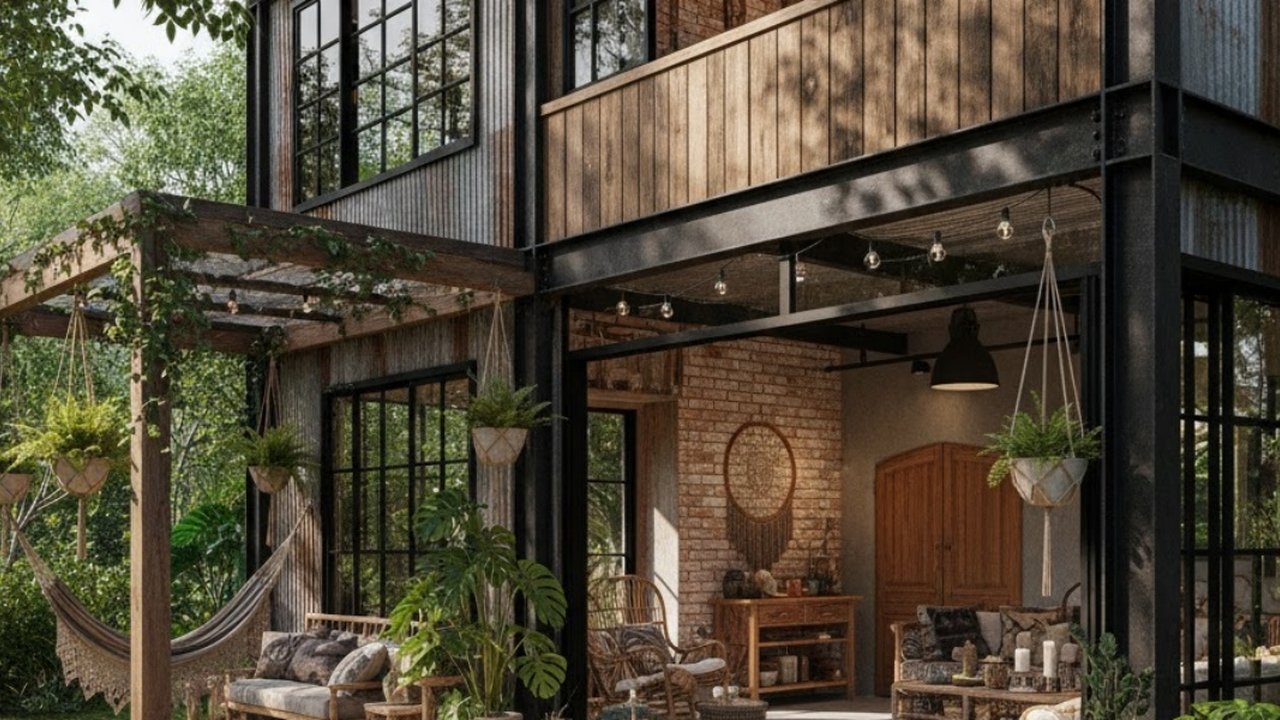 Ilustrasi Desain Rumah Sederhana tapi Mewah Bergaya Natural Bohemian