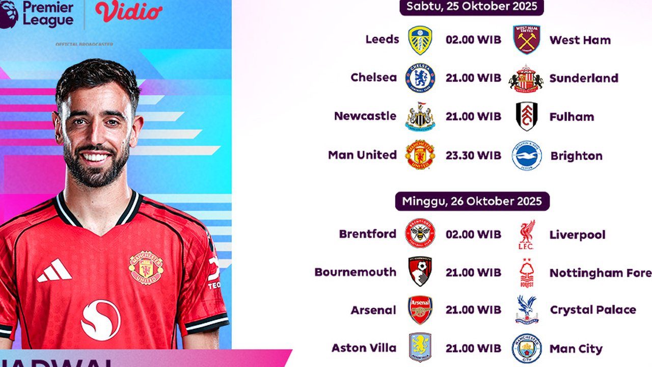 Simak Jadwal Liga Inggris 2025/26 Pekan ke-9: Tayang di Vidio