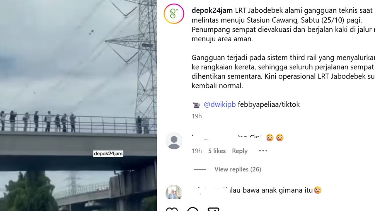 Viral LRT Jabodebek Mogok Bikin Penumpang Susuri Jembatan, Ini Penyebabnya