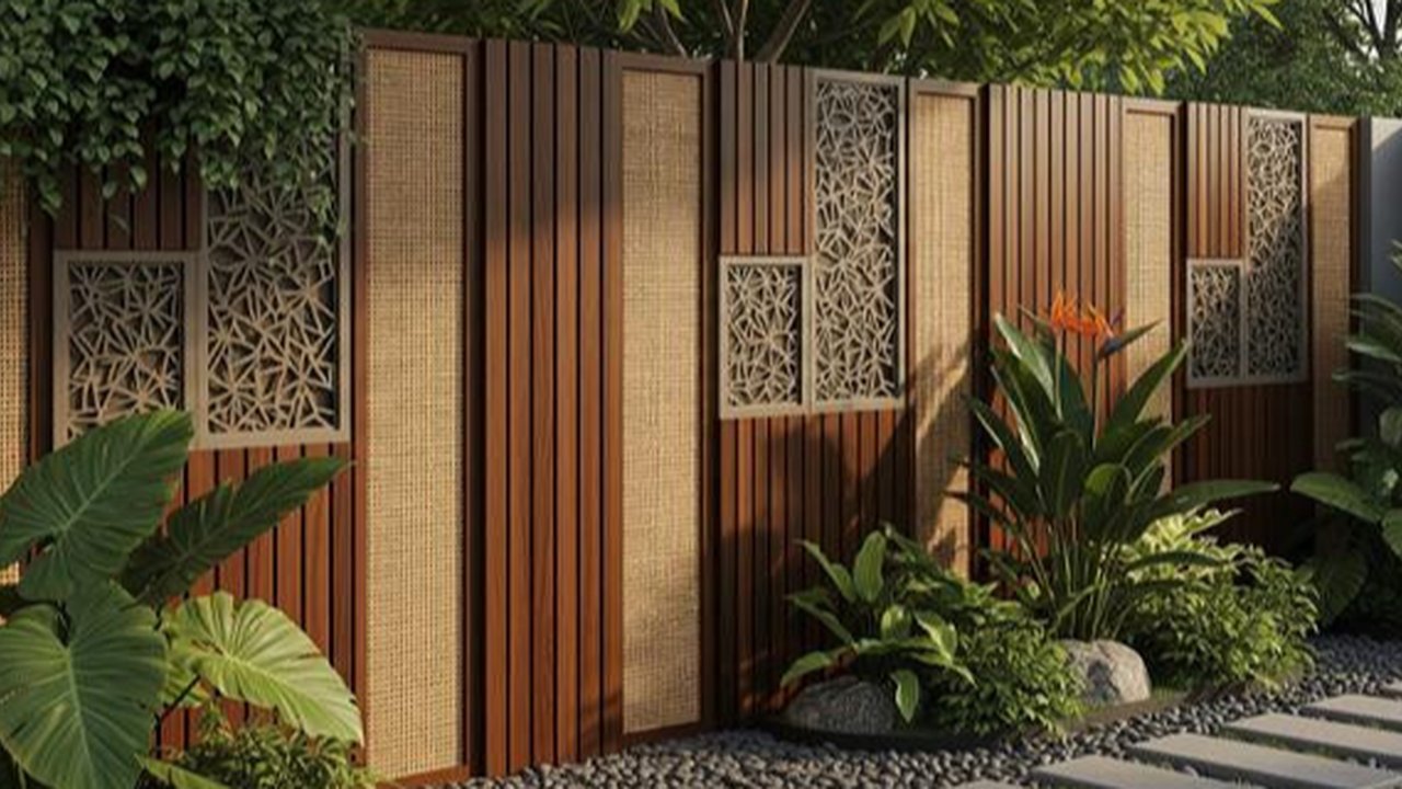 Rumah dengan pagar taman warna hijau sage. Foto: Gemini