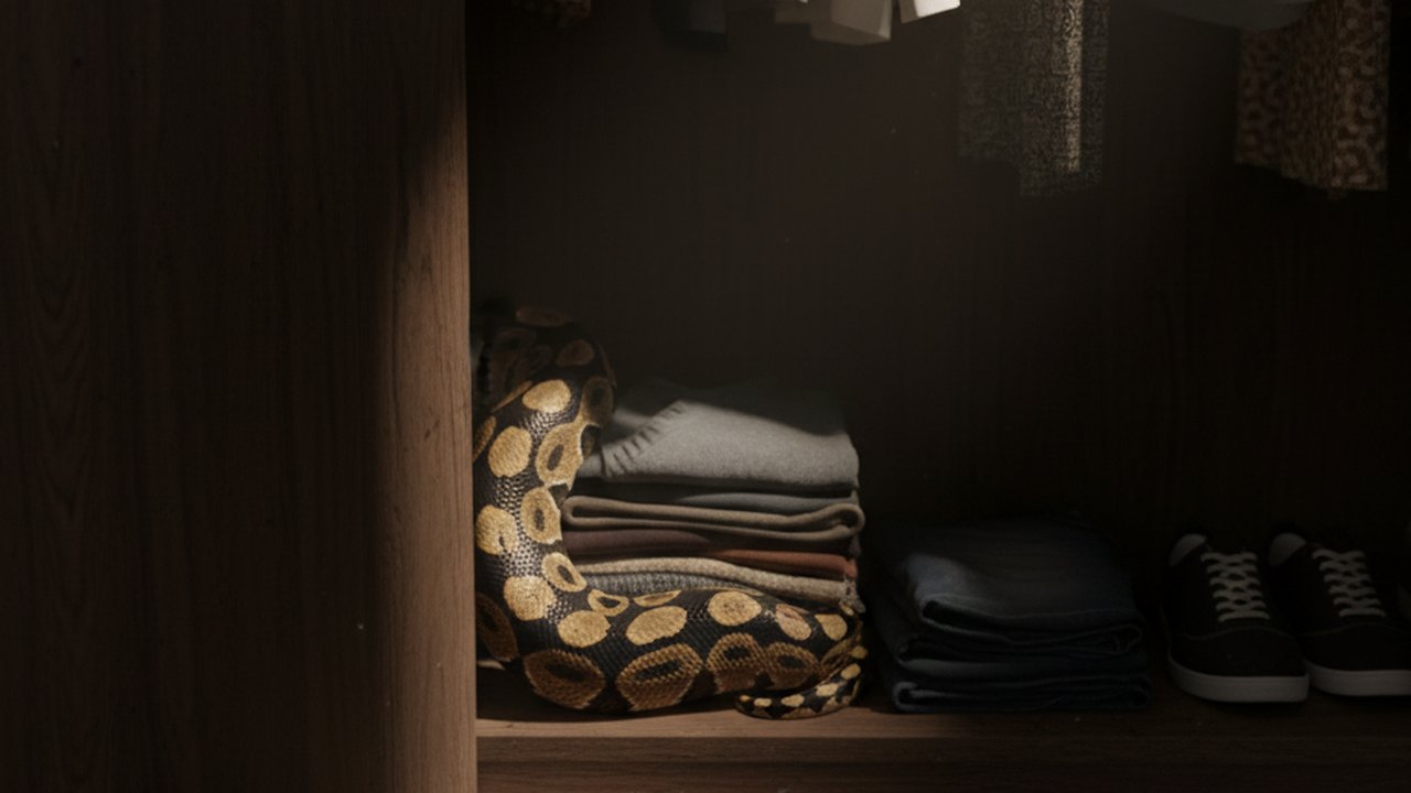 Ilustrasi Ular di Lemari Pakaian