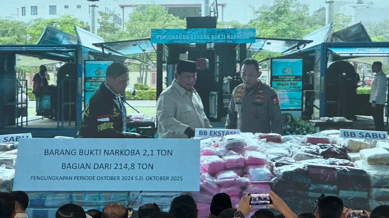 Prabowo Pimpin Pemusnahan Narkoba 214 Ton Lebih, Pilih Sabu dan Ekstasi buat Diuji Sampel Langsung Dimusnahkan