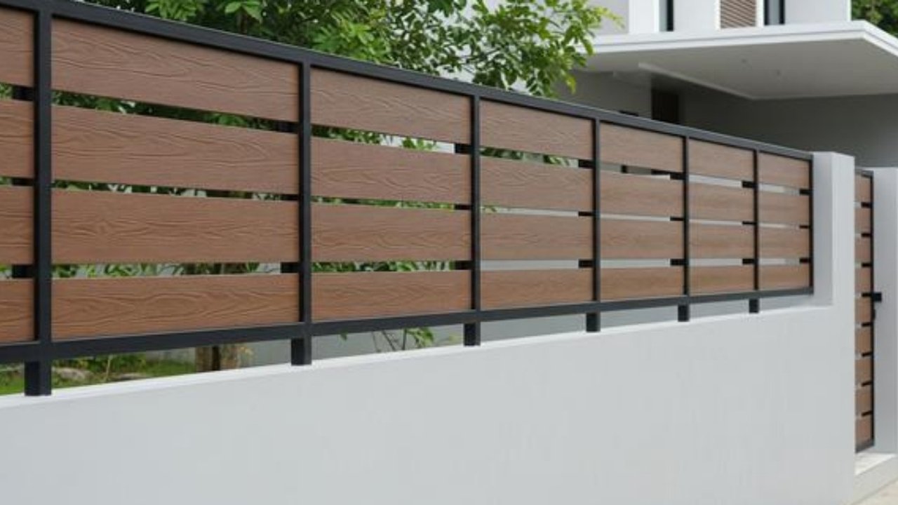 Pagar Besi dengan Dinding Beton Minimalis