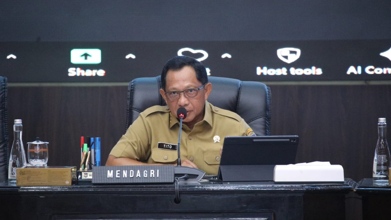 Mendagri Muhammad Tito Karnavian saat Rapat Koordinasi Pengendalian Inflasi Daerah