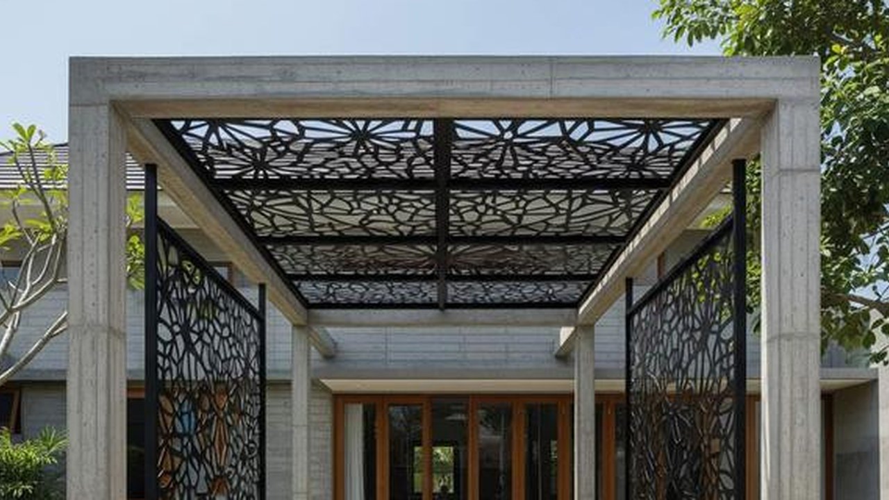 Kanopi Bahan Besi Beton dan Hollow untuk Rumah Minimalis. Foto: Gemini