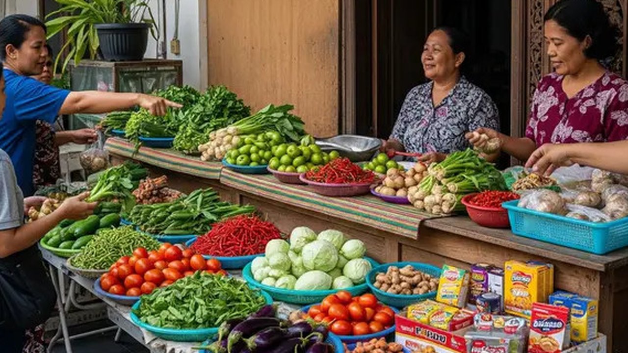 Desain Warung Sayur Minimalis Ramai Pengunjung (AI)