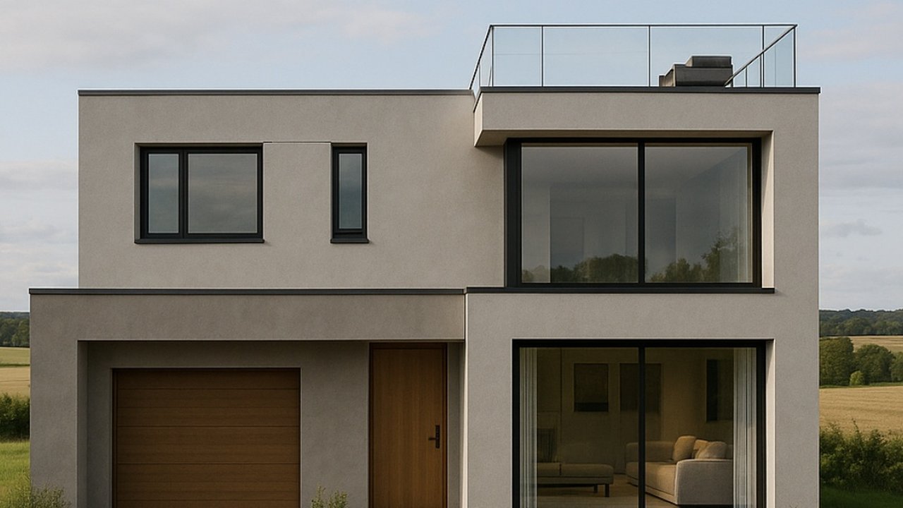 Ilustrasi Rumah Atap Datar dengan Rooftop