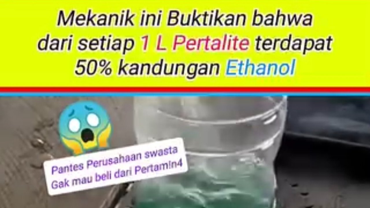 Viral Mekanik Buktikan 50% Kandungan Ethanol dalam Pertalite, Pertamina Buka Suara