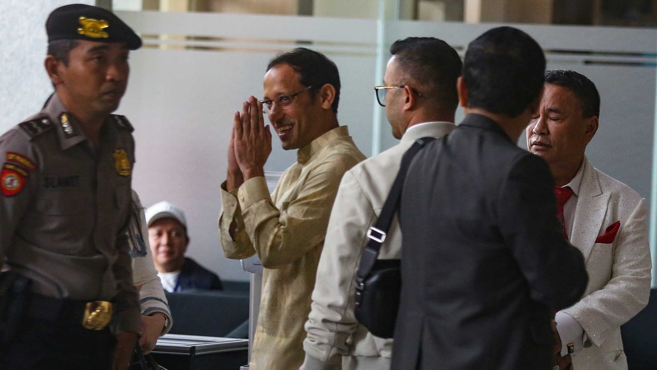 Nadiem Anwar Makarim hadir memenuhi panggilan tim penyidik Pemberantasan Korupsi (KPK), Jakarta, Kamis (7/8/2025). (merdeka.com/Arie Basuki)