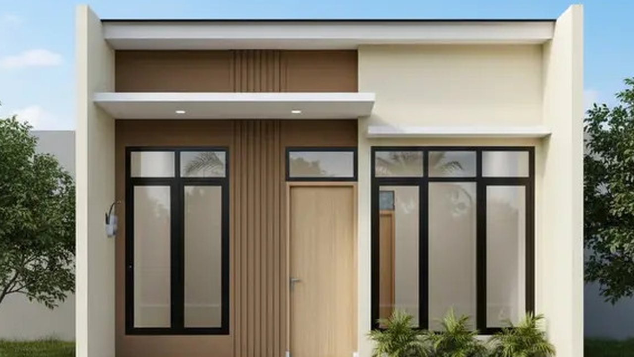 Desain Rumah Sederhana Budget Rp 100 Juta dengan Teras Kecil. Gemini