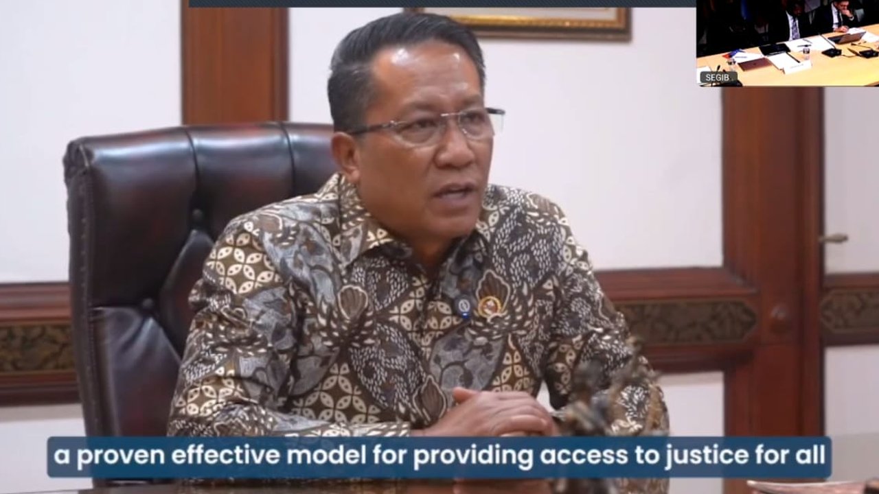 Menkum Supratman Sampaikan Capaian Pemerintahan Presiden Prabowo ke Anggota Justice Action Coalition di Madrid