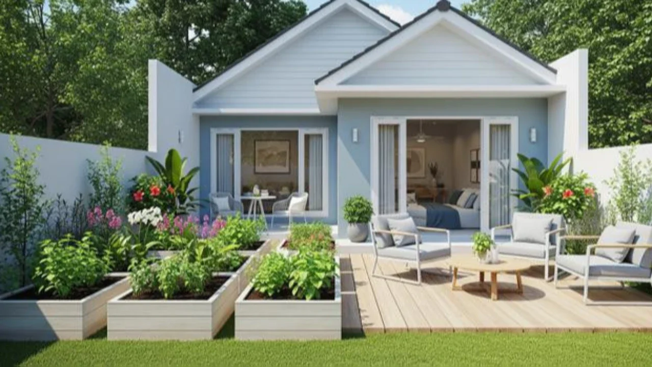 Model Rumah Mungil Tapi Punya Kebun dan Teras Belakang/AI
