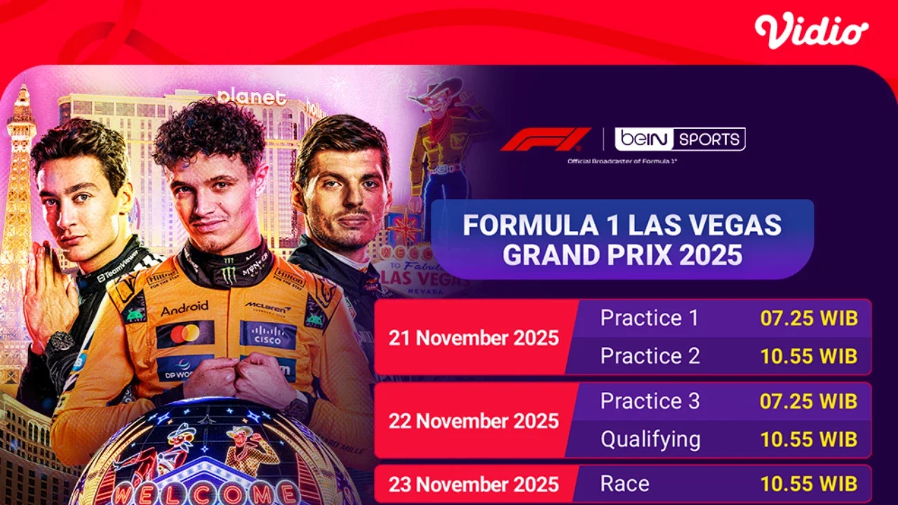 Nonton F1 GP Las Vegas Grand Prix 2025, Tayang Eksklusif di Vidio