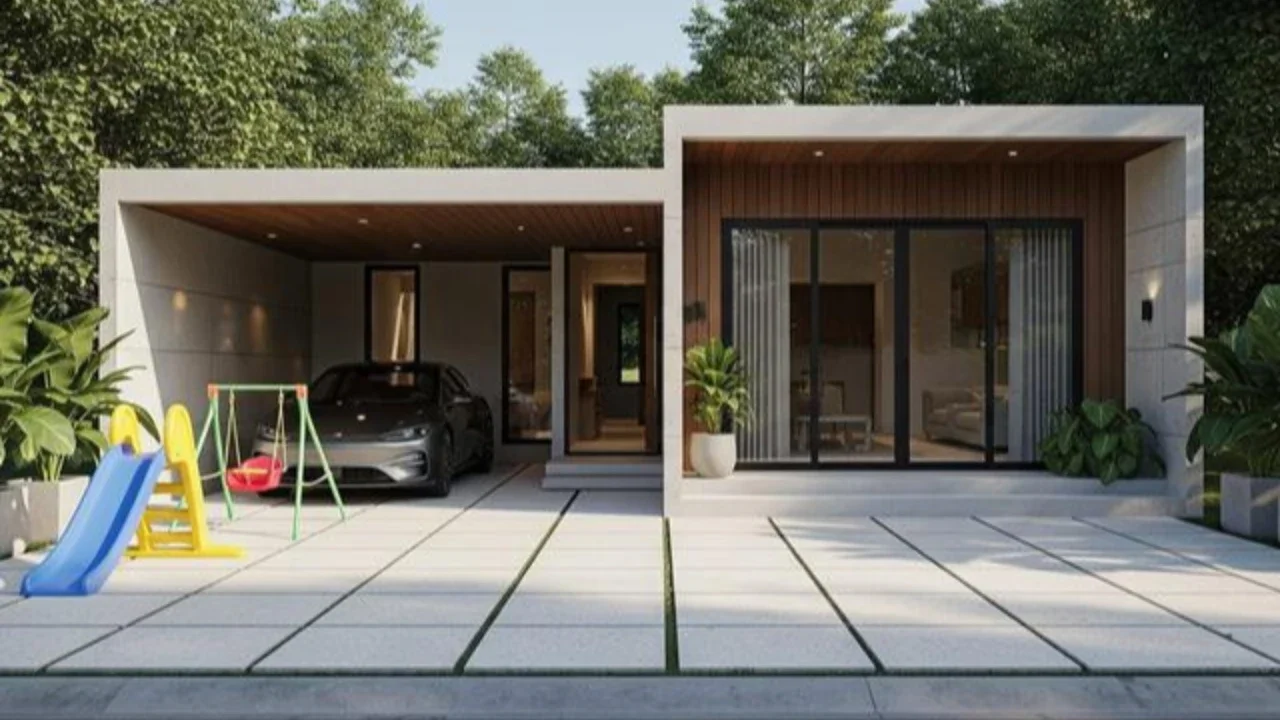 Model Rumah Mungil Tapi Punya Garasi Muat Mobil. Foto: Gemini