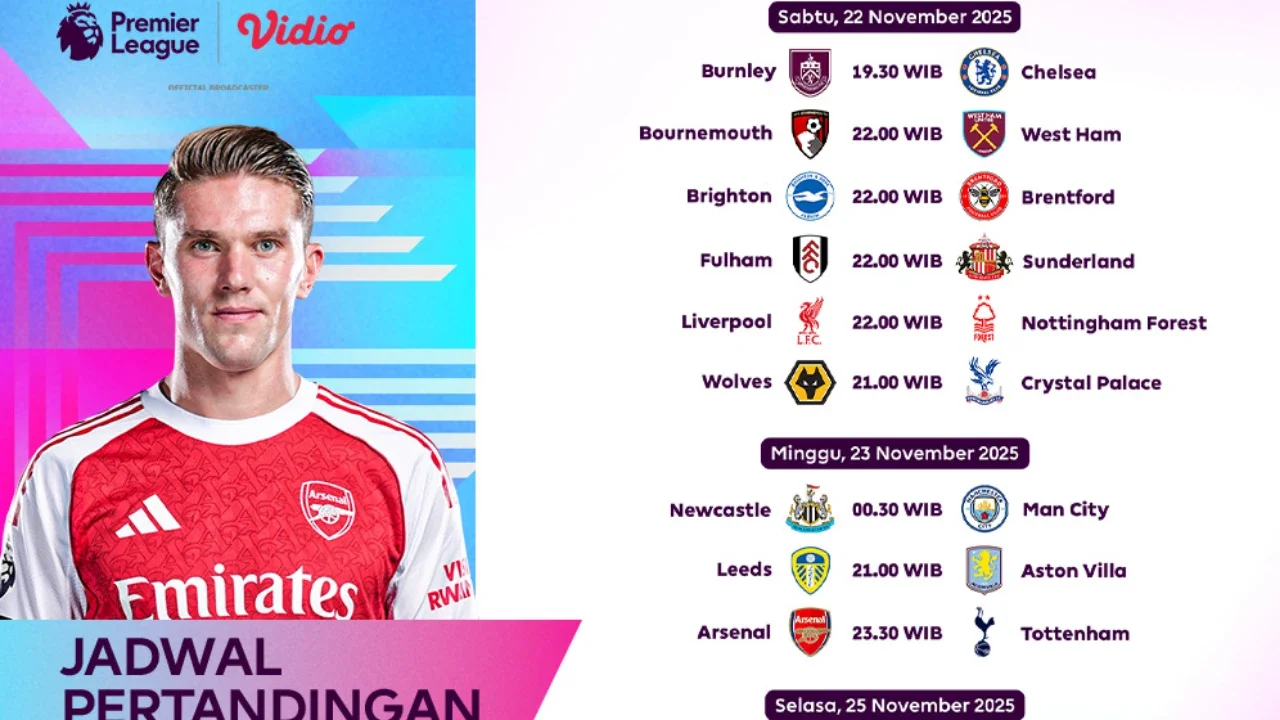Catat! Jadwal Liga Inggris 2025/26 Pekan ke-12 di Vidio