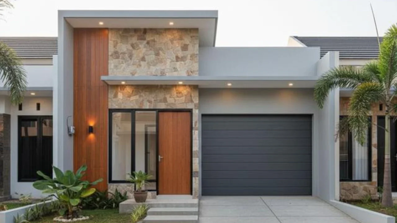 7 Gambar Rumah Minimalis Modern Kekinian dengan Garasi Mobil, Inspirasi Hunian Fungsional dan Elegan (Foto: Gemini AI)
