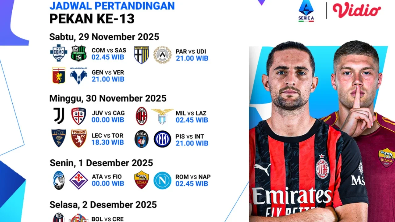 Simak Jadwal Serie A Pekan Ke-13, Tayang di Vidio