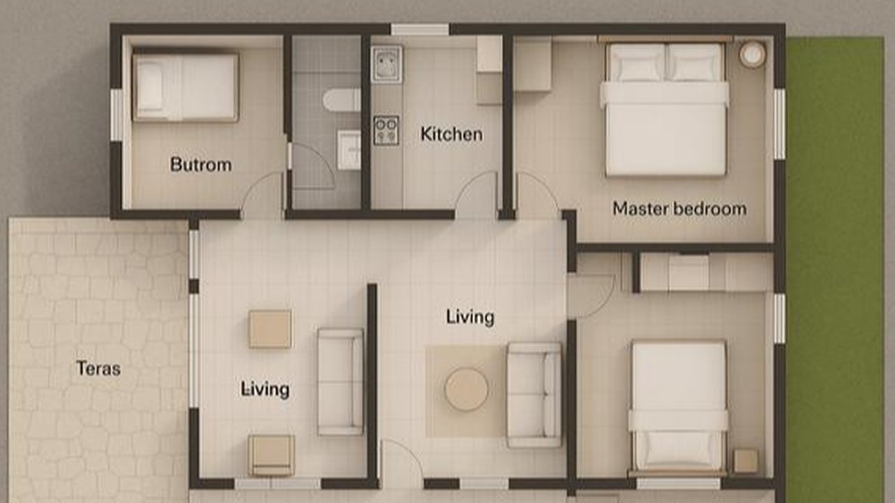 7 Denah Rumah 8x15 m dengan 3 Kamar Tidur untuk Keluarga Muda, Nyaman dan Hemat Ruang (ChatGPT)