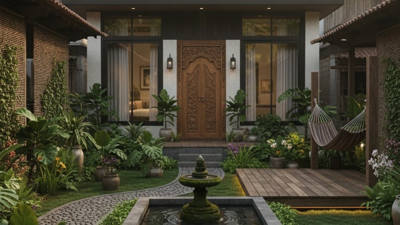 Ilustrasi Halaman Rumah Cantik
