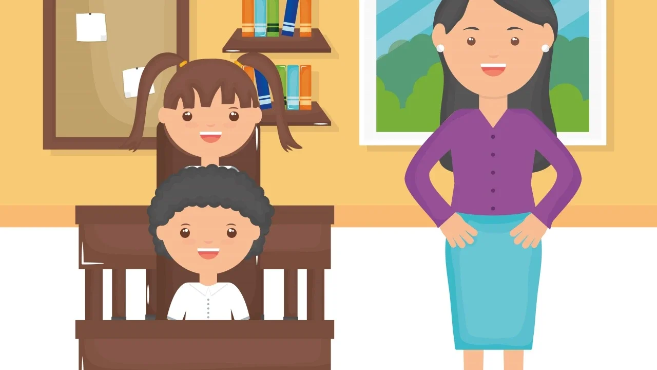 Ilustrasi Guru dan Anak Sekolah