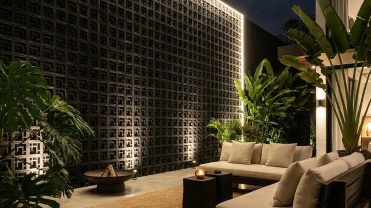 Desain Teras Minimalis Dengan Dinding Roster Agar Sirkulasi Udara Adem, (Foto: AI)