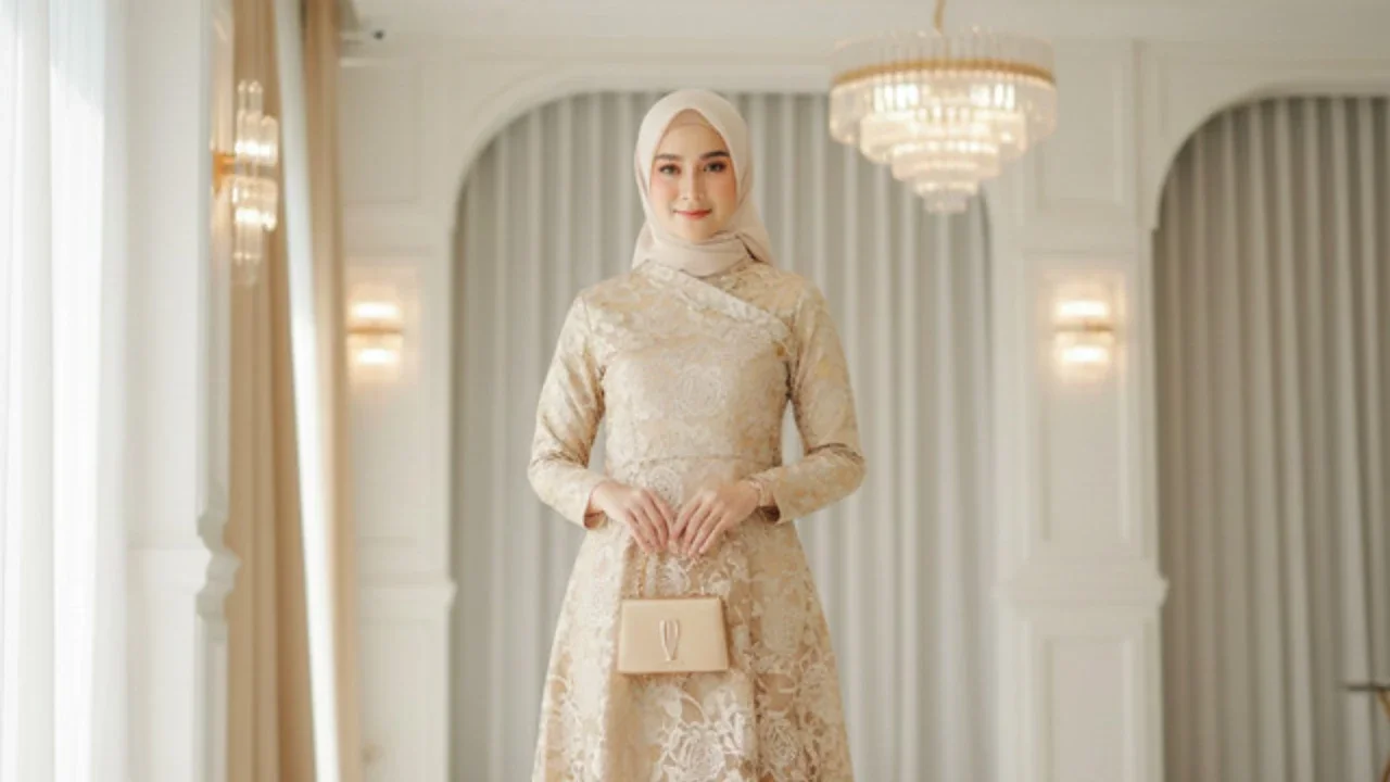 Model Dress Brokat Elegan yang Tren (created by AI)