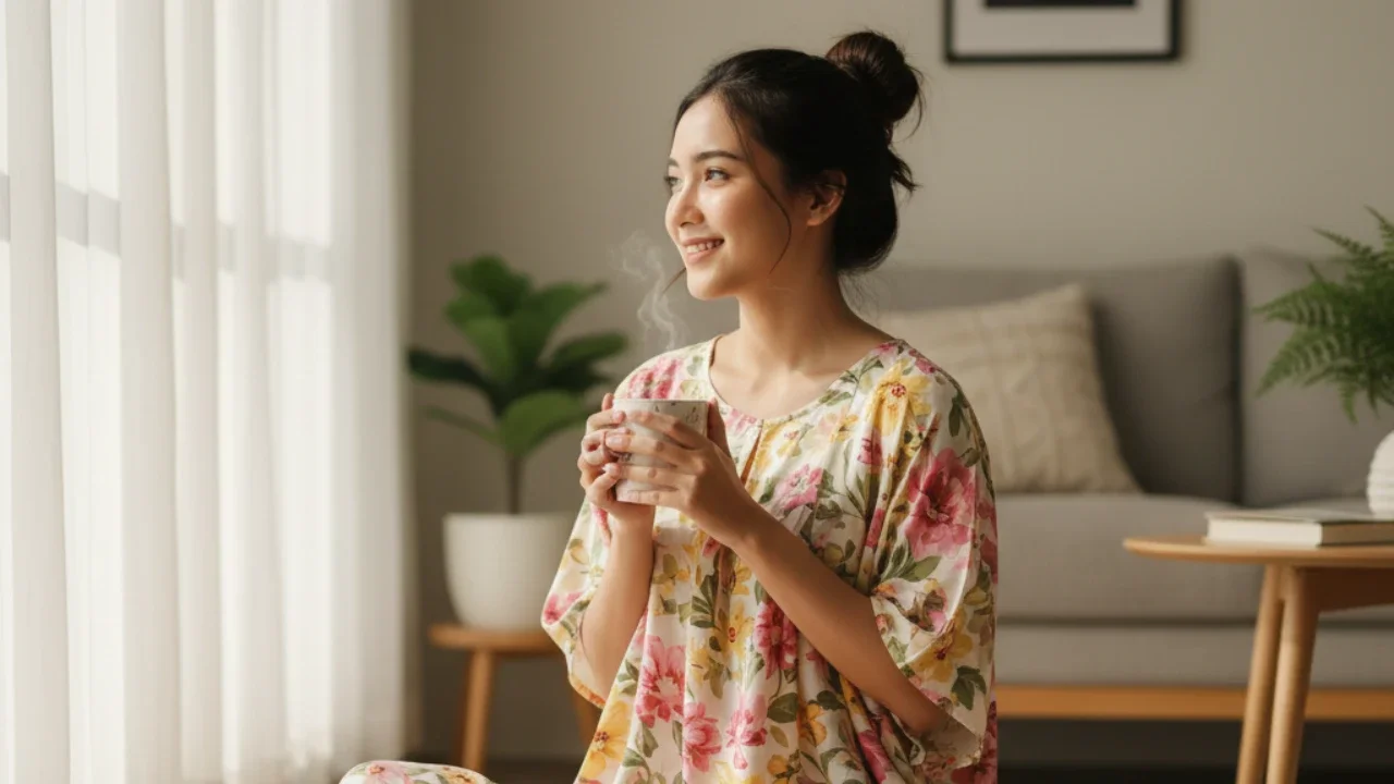 Daster Gaun Rayon Motif Floral