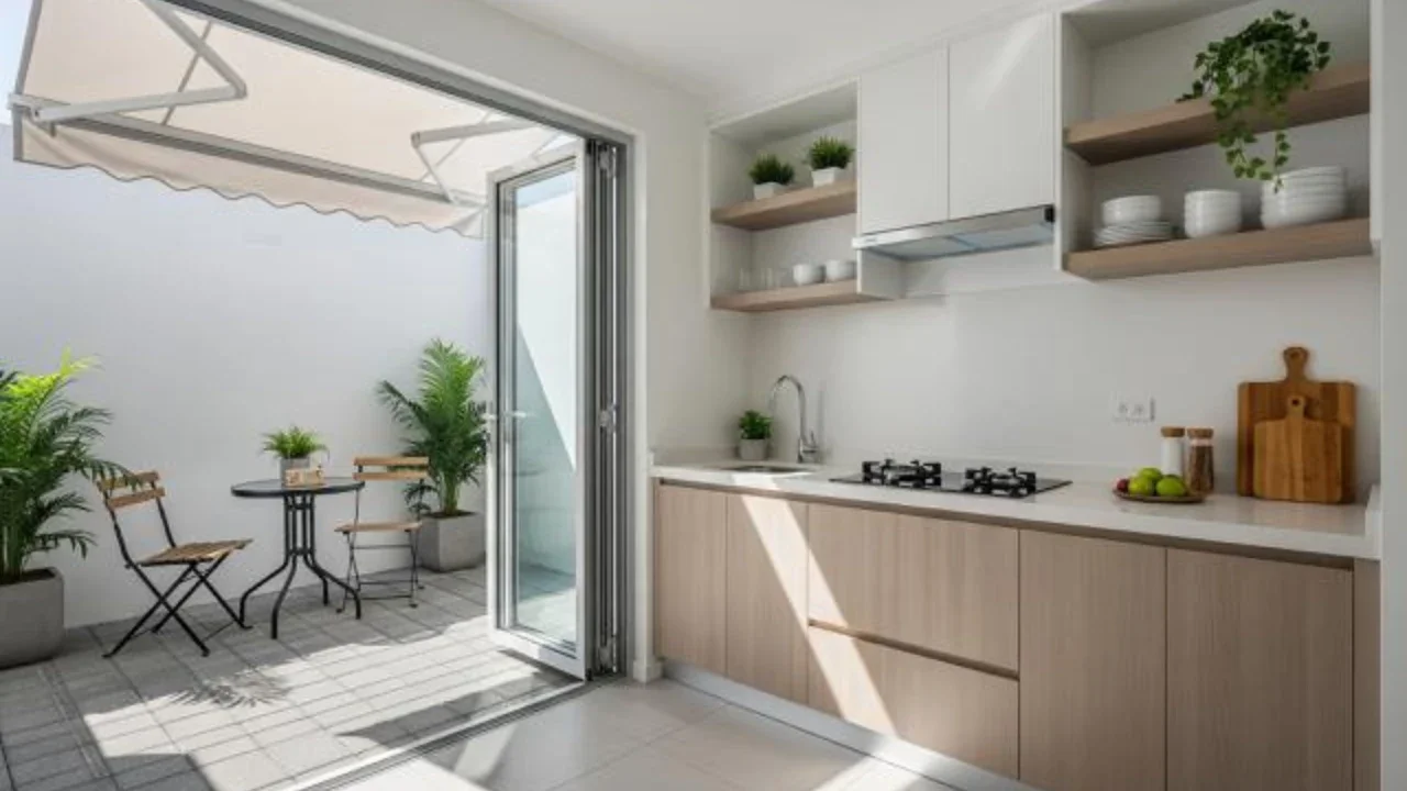 Dapur Kompak dengan Taman Vertikal. Foto: Gemini