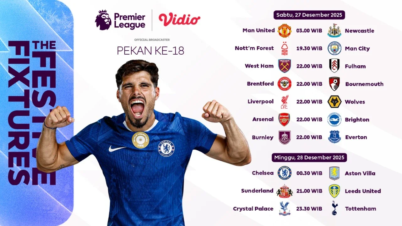 Jadwal Pertandingan Liga Inggris Pekan Ke-18, Tayang di Vidio