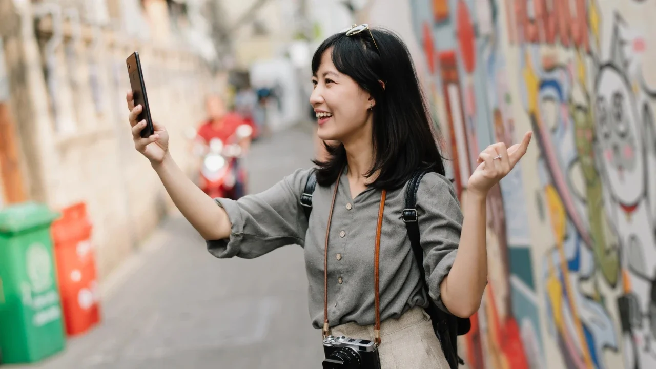 Ilustrasi perempuan traveling.