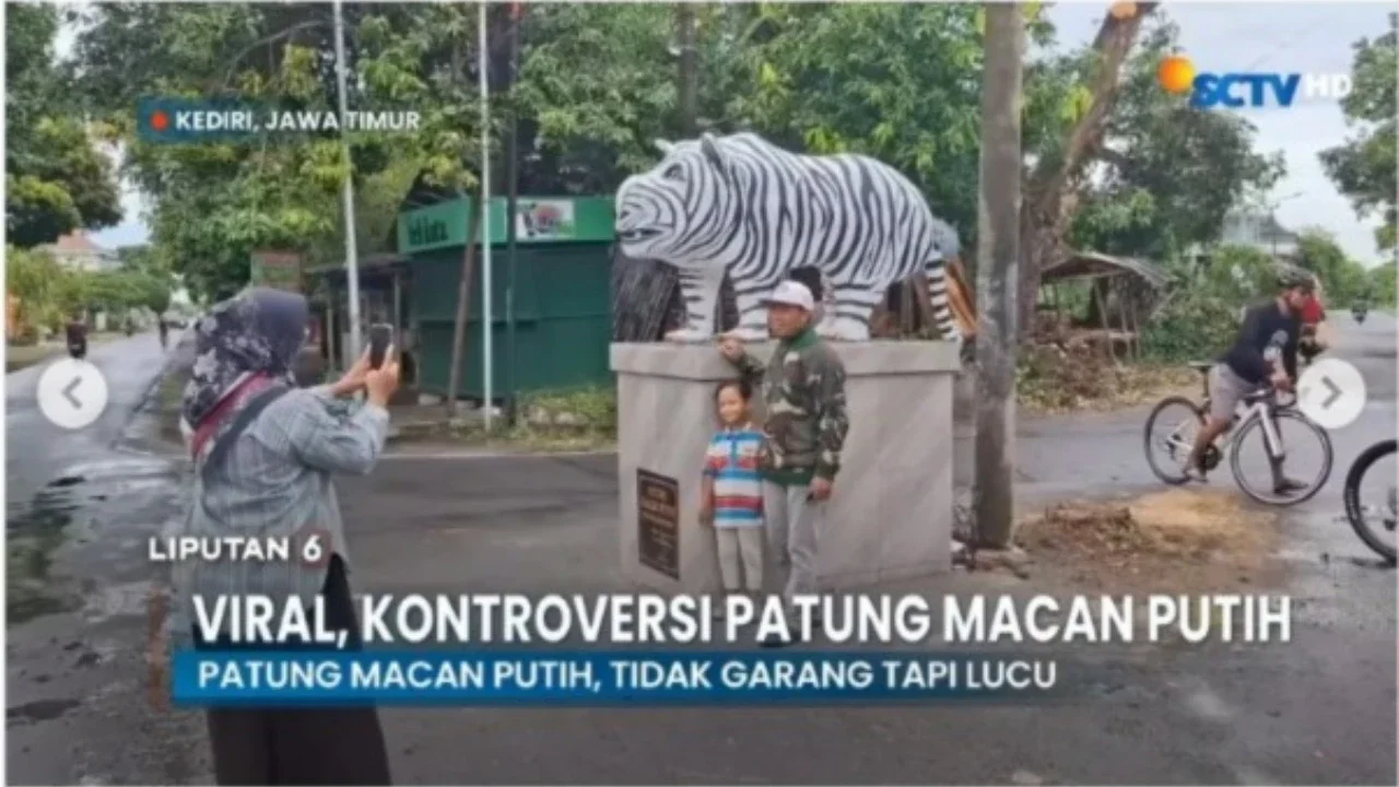 Gagal Seram, Patung Macan Putih di Kediri Malah Jadi Primadona Selfie Warga