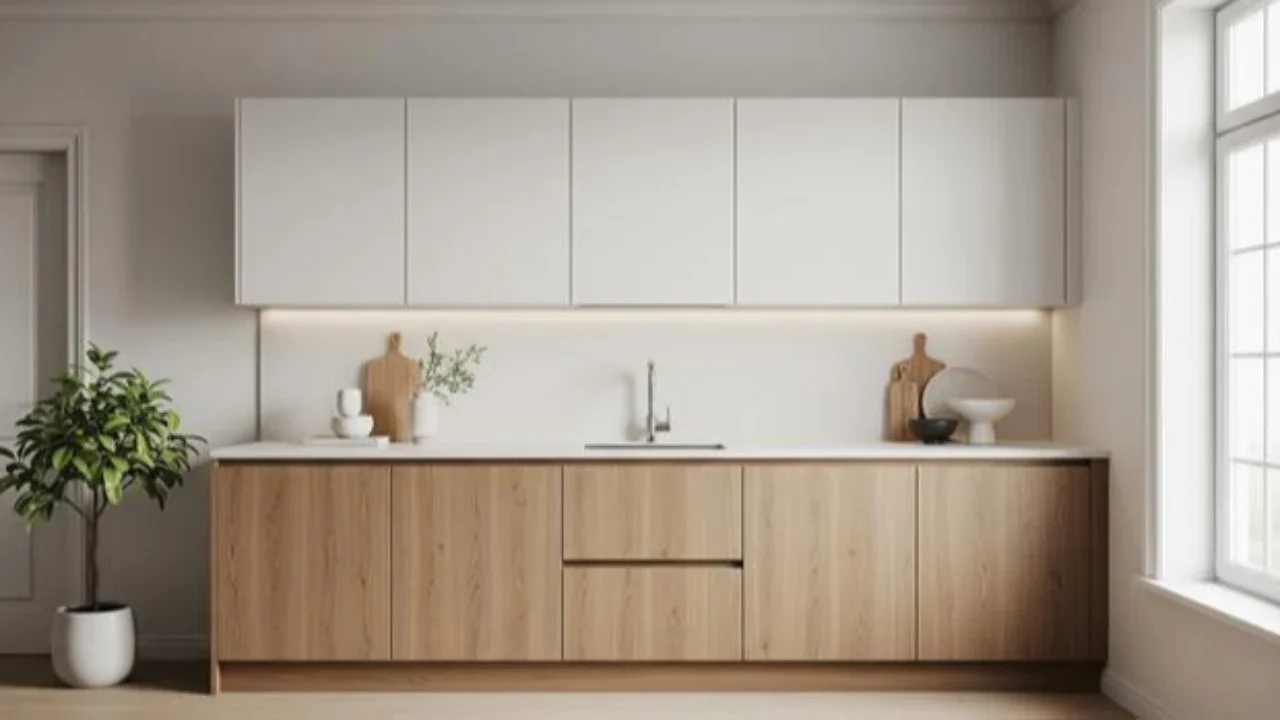 Model Lemari Atas Dapur Minimalis (Image by Gemini AI)