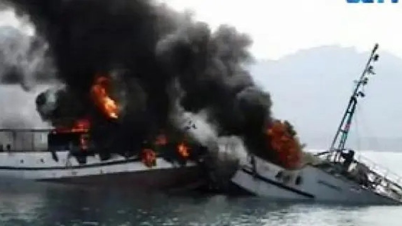 Ilustrasi kapal terbakar. (Liputan 6 TV)