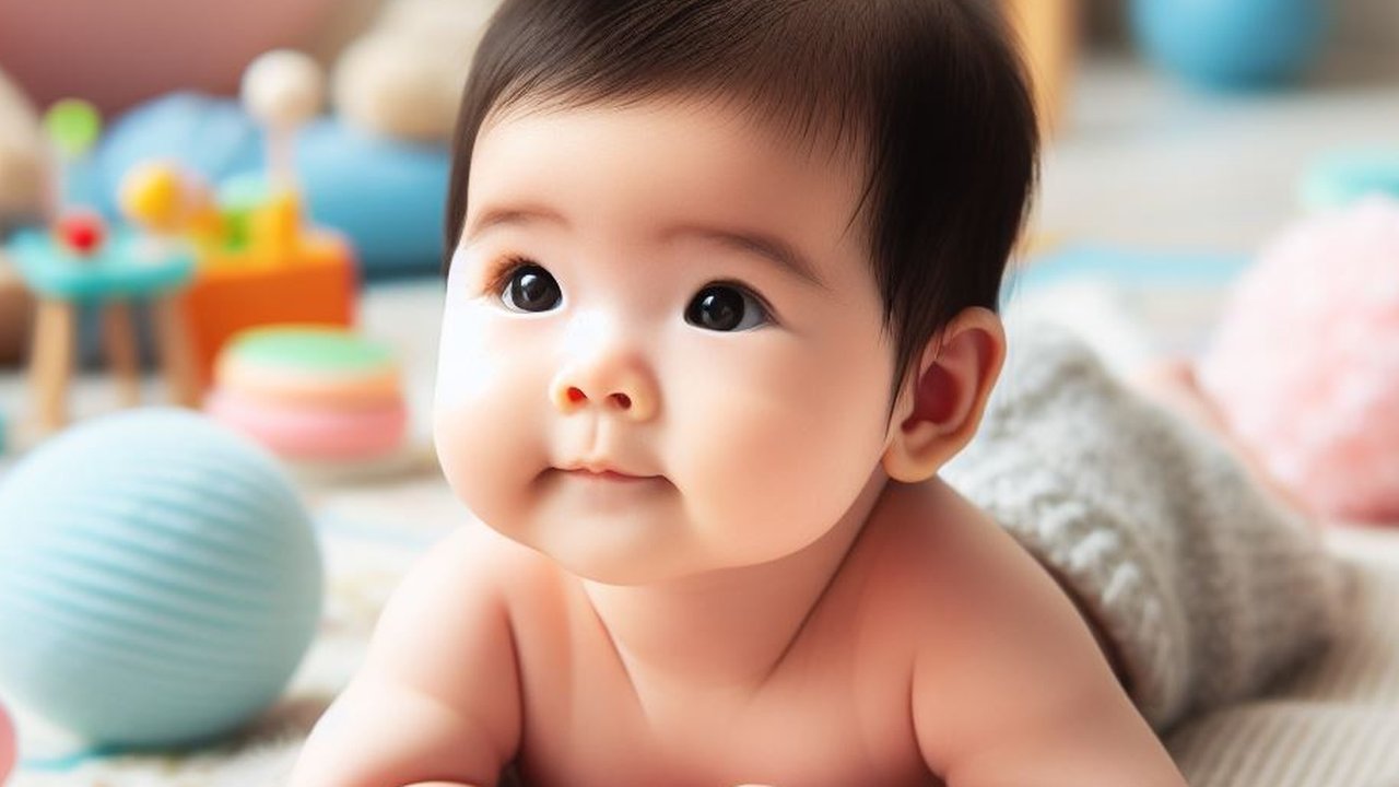 Ilustrasi Bayi Melakukan Tummy Time