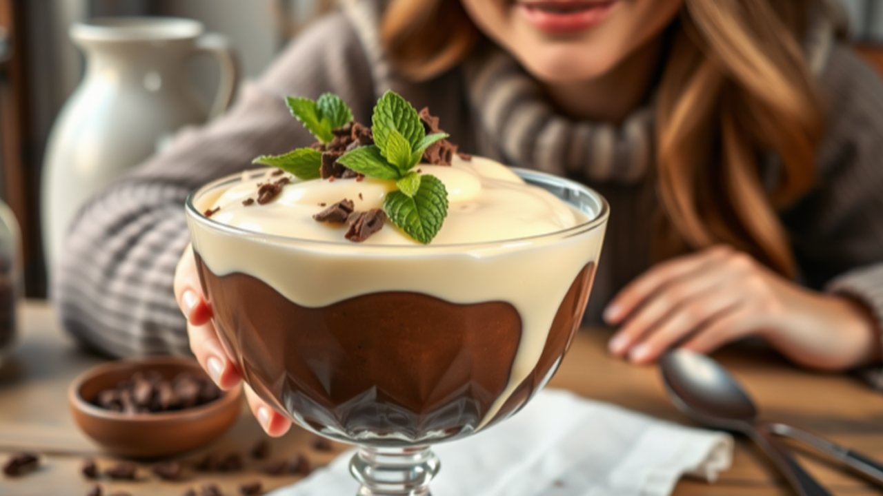Ilustrasi Puding Cokelat Vla