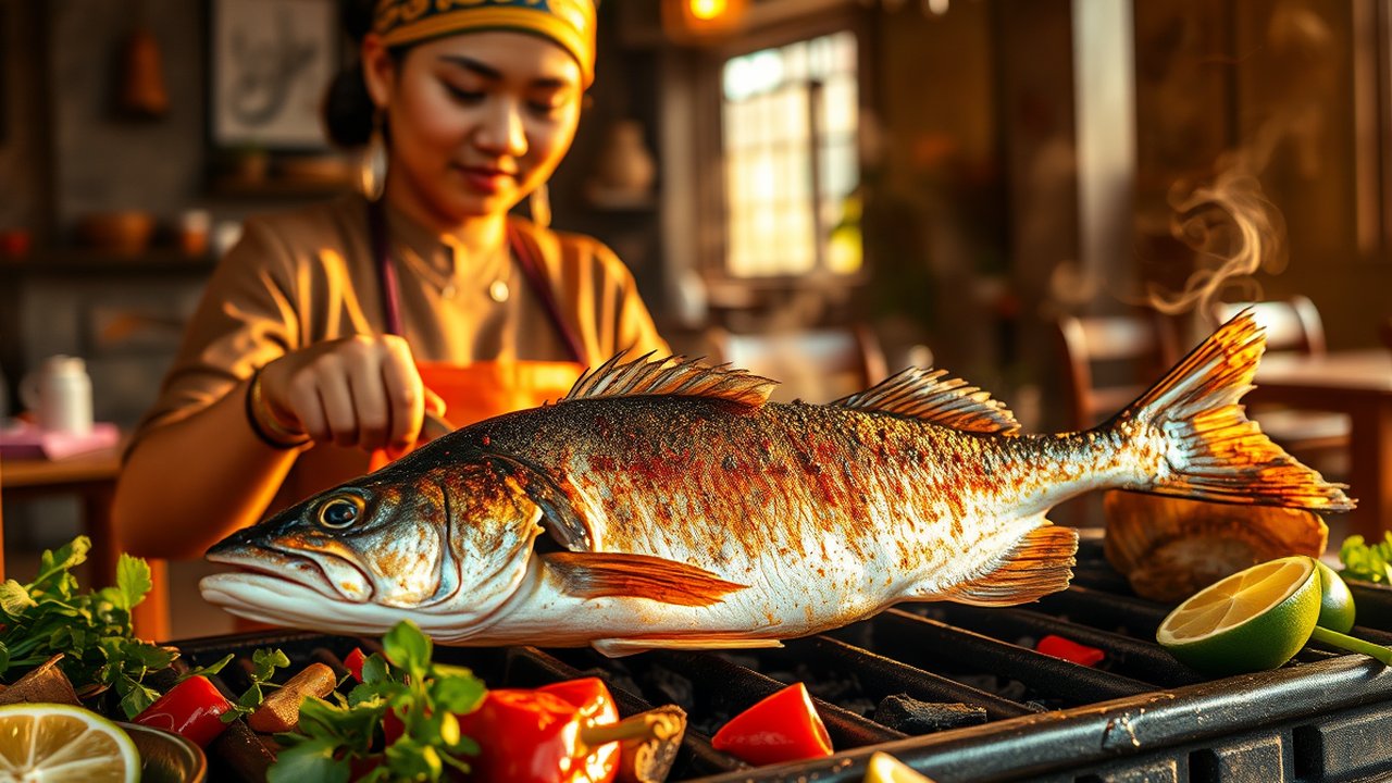 Ilustrasi Ikan Bakar Nila