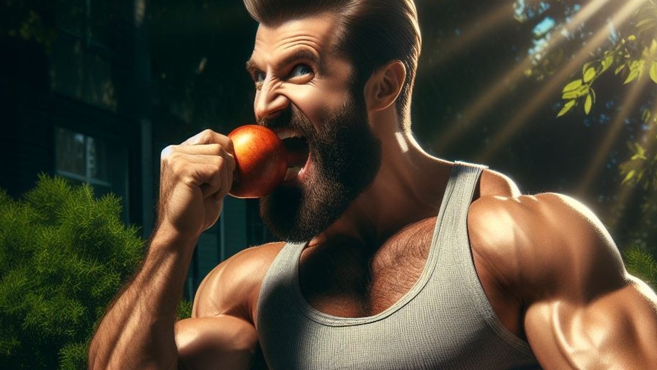 Ilustrasi Pria Makan Buah