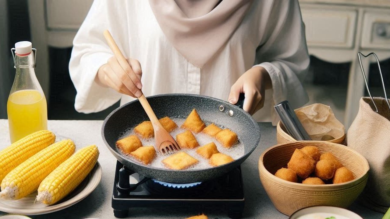 Ilustrasi Membuat Gorengan Takjil Buka Puasa