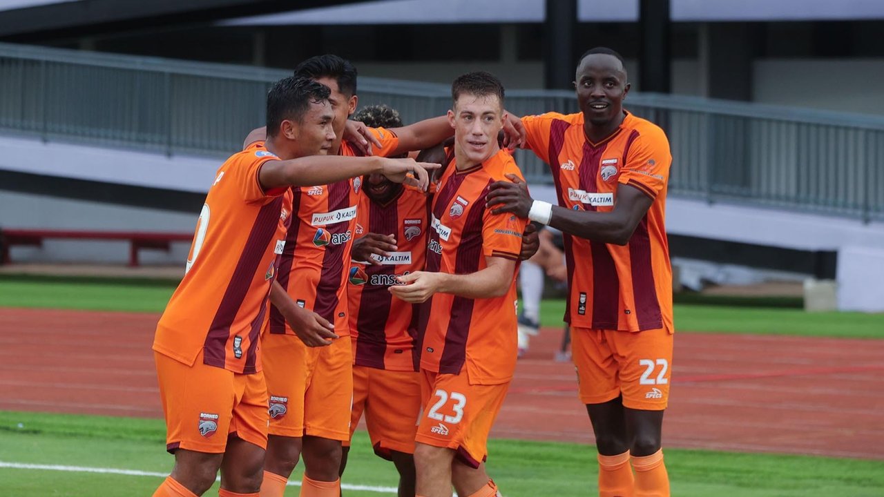 Pemain Borneo FC Mariano Peralta  di Stadion Indomilk Arena, Kabupaten Tangerang, Banten, Sabtu (22/2/2025).