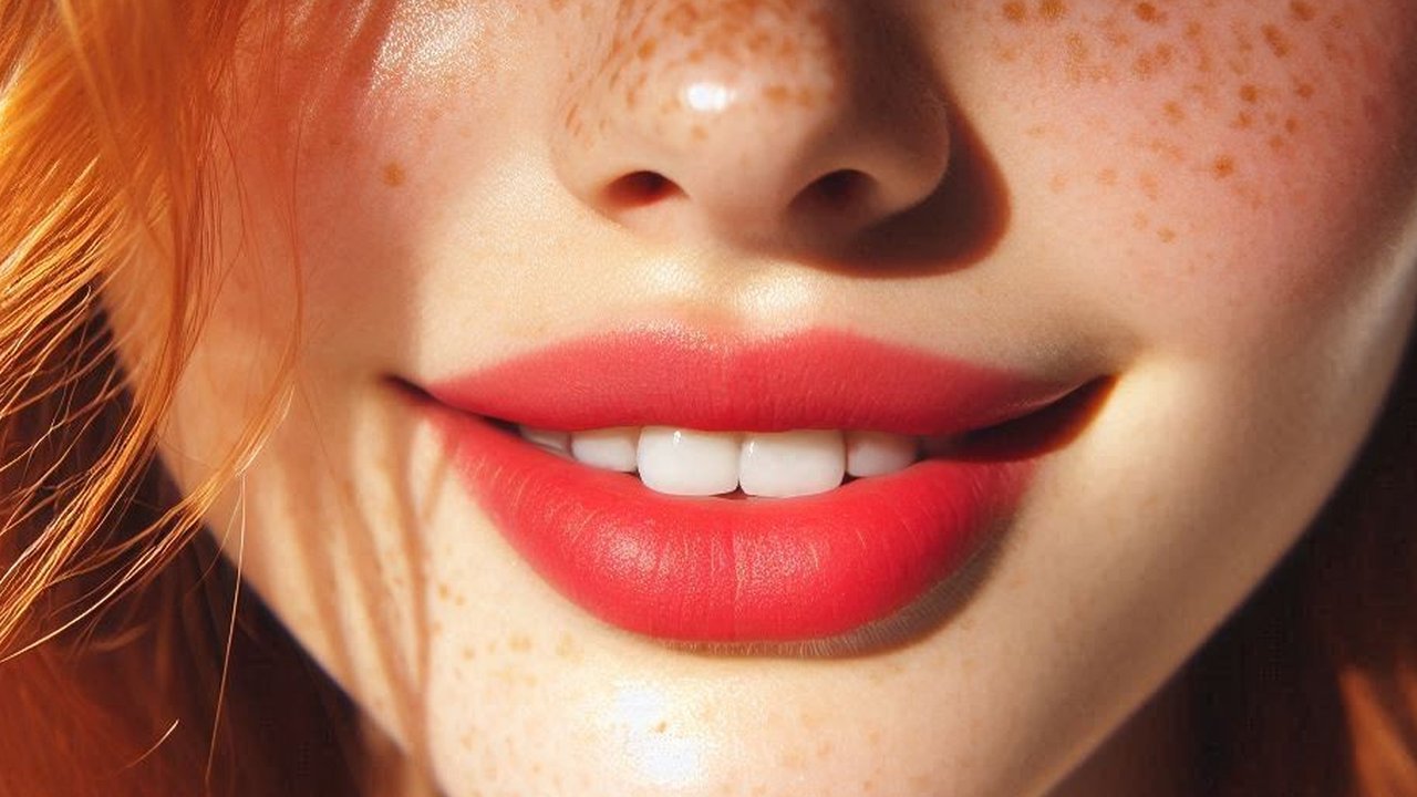 Ilustrasi bibir merah alami