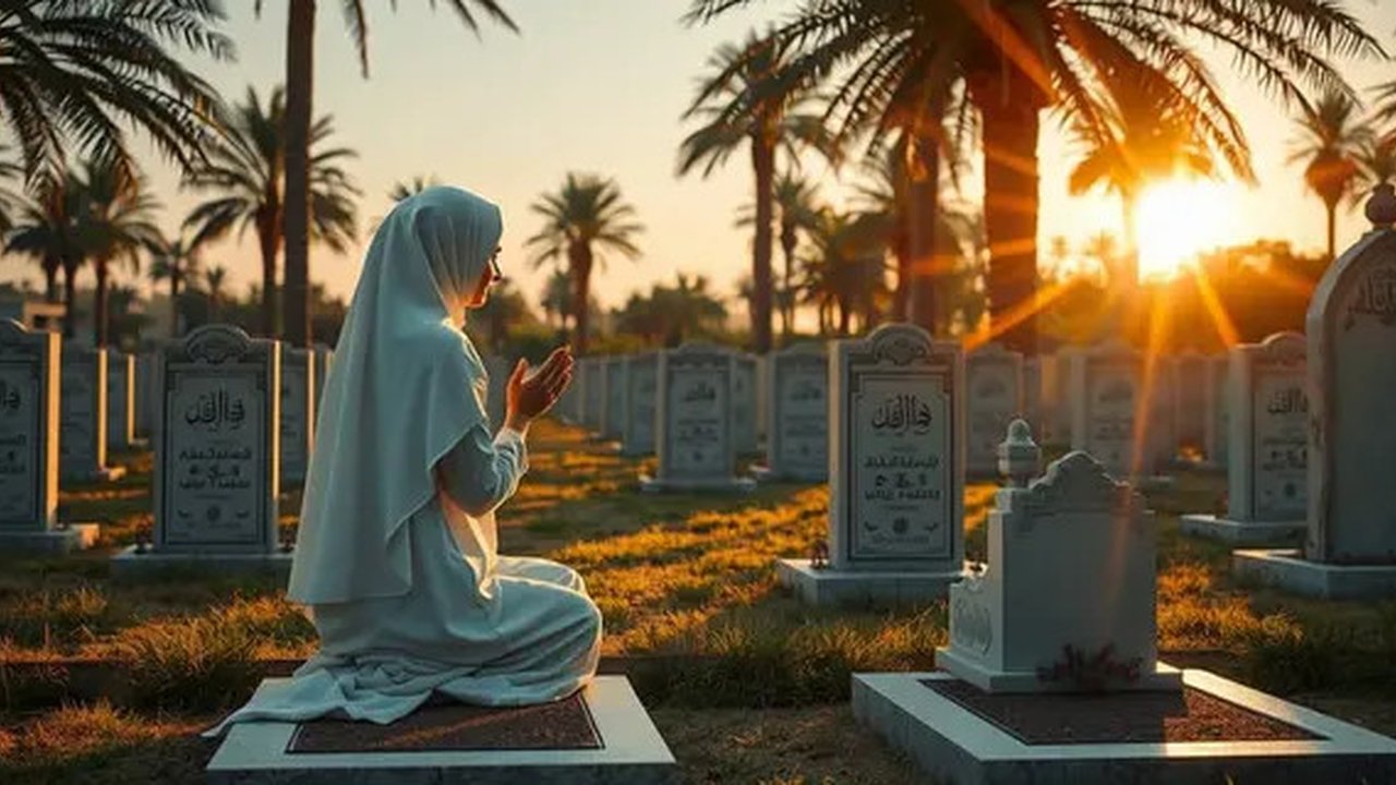 tata cara ziarah kubur ke makam orang tua Ilustrasi dibuat AI