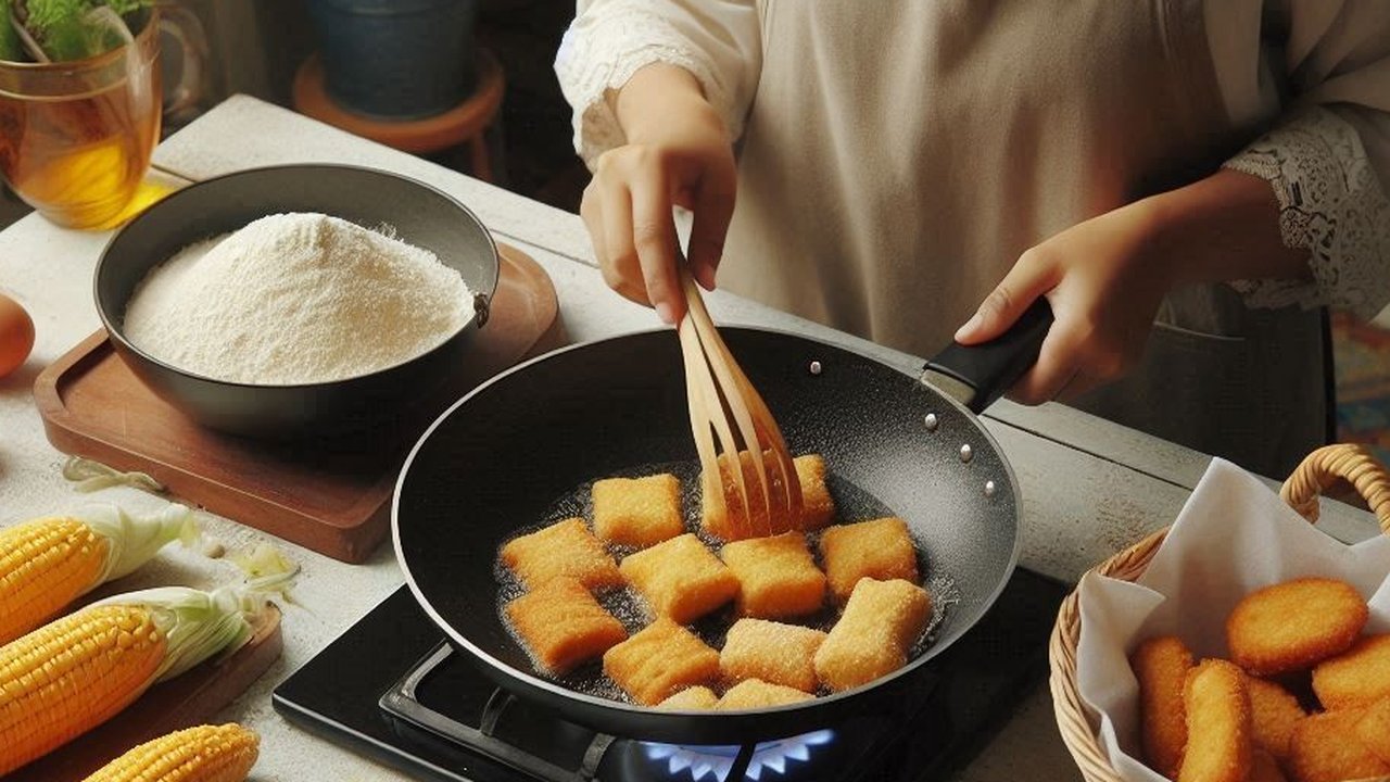 Ilustrasi Membuat Gorengan Takjil Buka Puasa