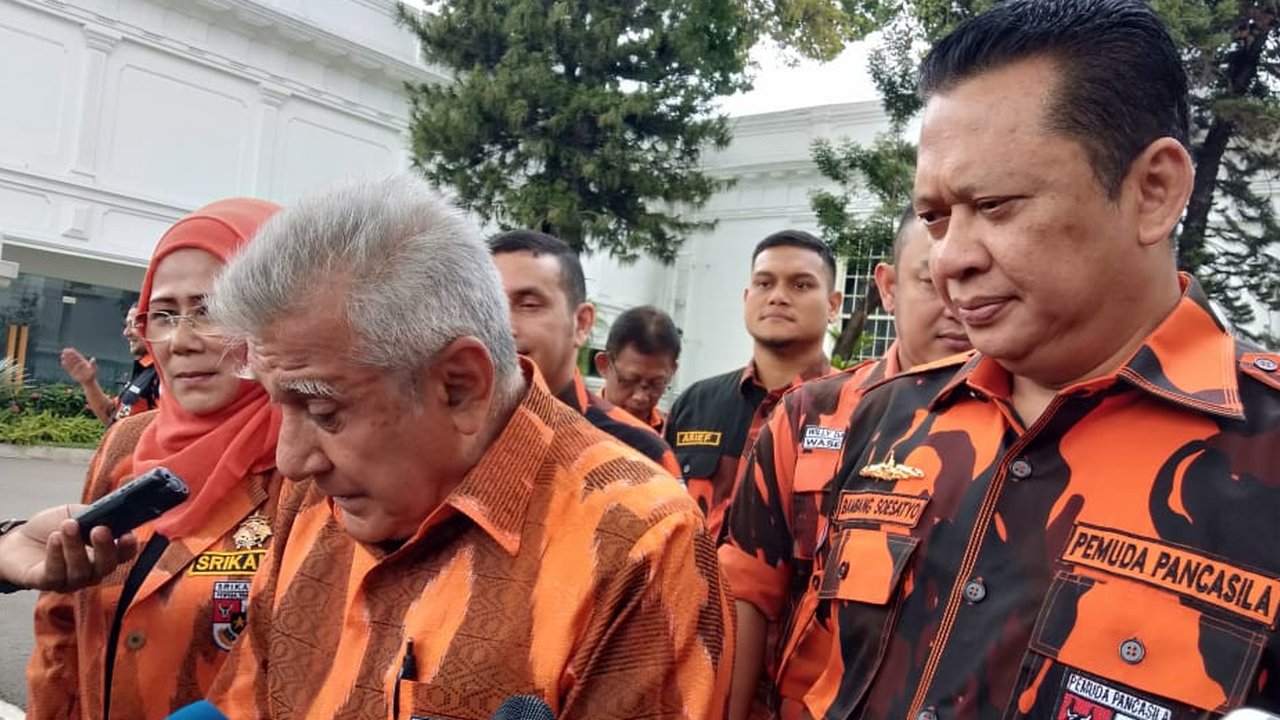 Ketua Umum Pemuda Pancasila (PP) Japto Soerjosoemarno di Kompleks Istana Kepresidenan Jakarta. (Liputan6.com/Lizsa Egeham)