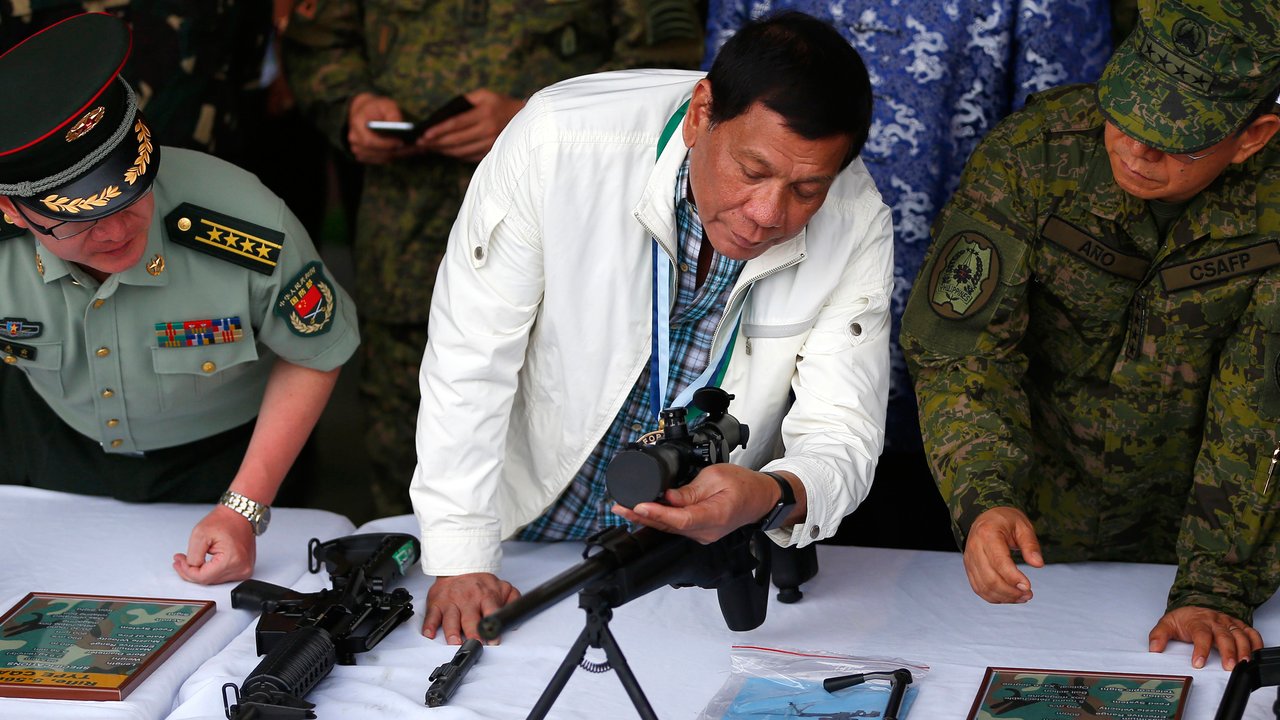 Potret Presiden Rodrigo Duterte. (Bullit Marquez/AP)