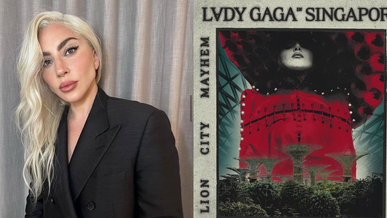 Lady Gaga berpose di karpet merah pemutaran perdana film 